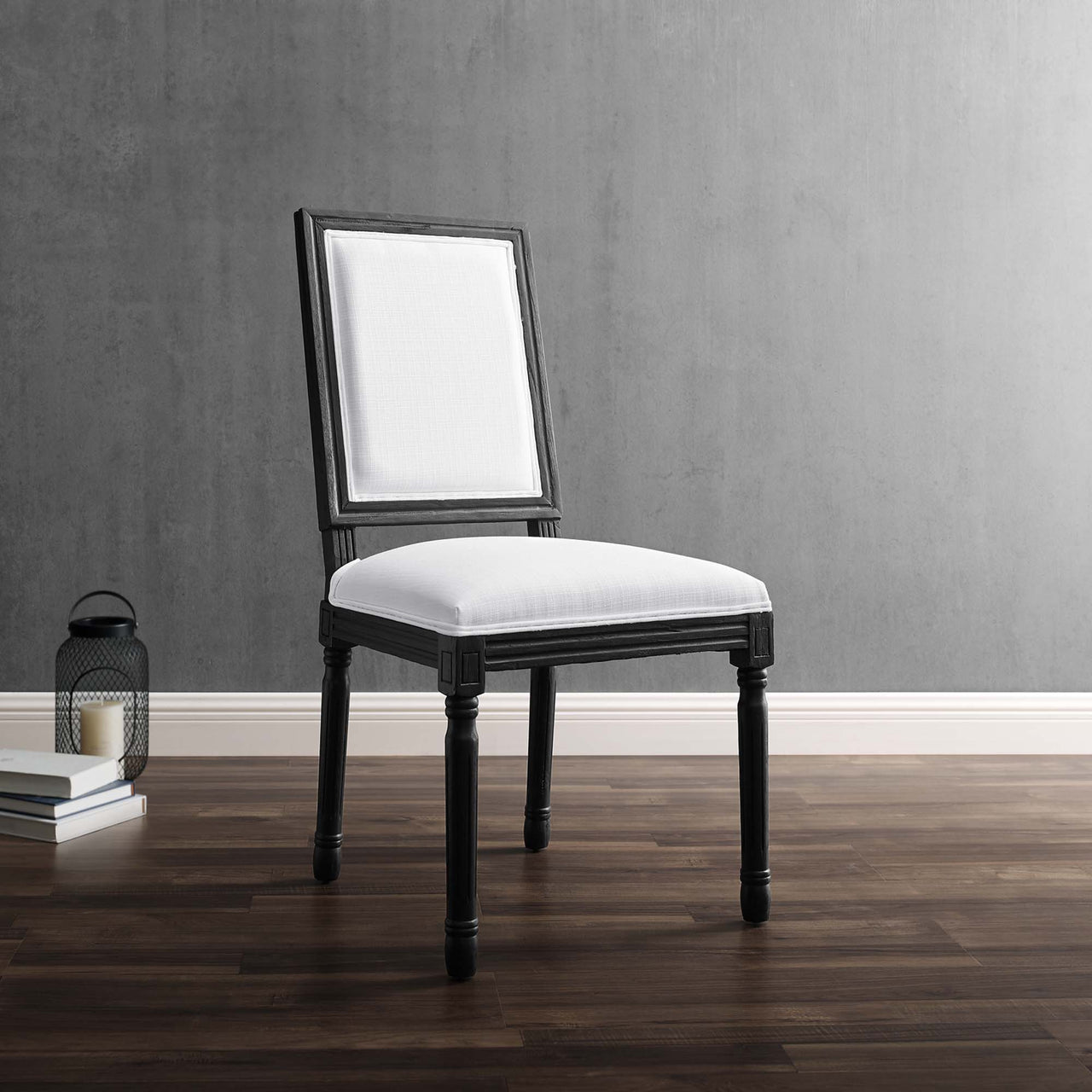 Corton Upholstered Side Chair, Black & White