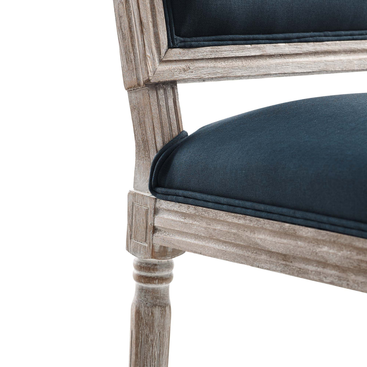 Corton Upholstered Side Chair, Natural Wood & Dark Blue