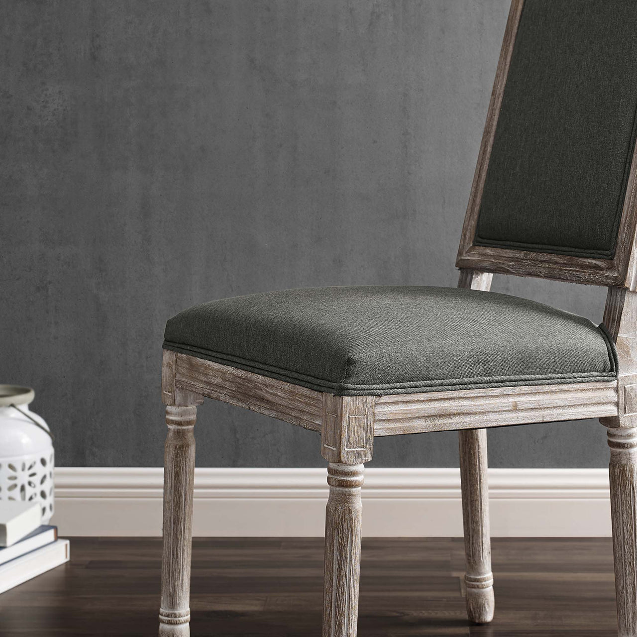 Corton Upholstered Side Chair, Natural Wood & Gray