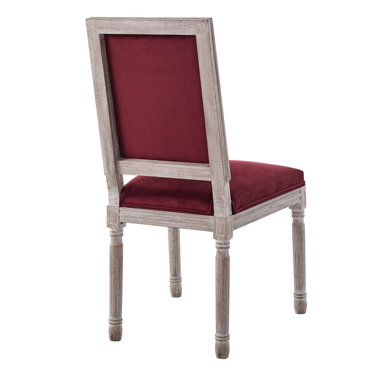 Corton Velvet Side Chair, Natural Wood & Maroon
