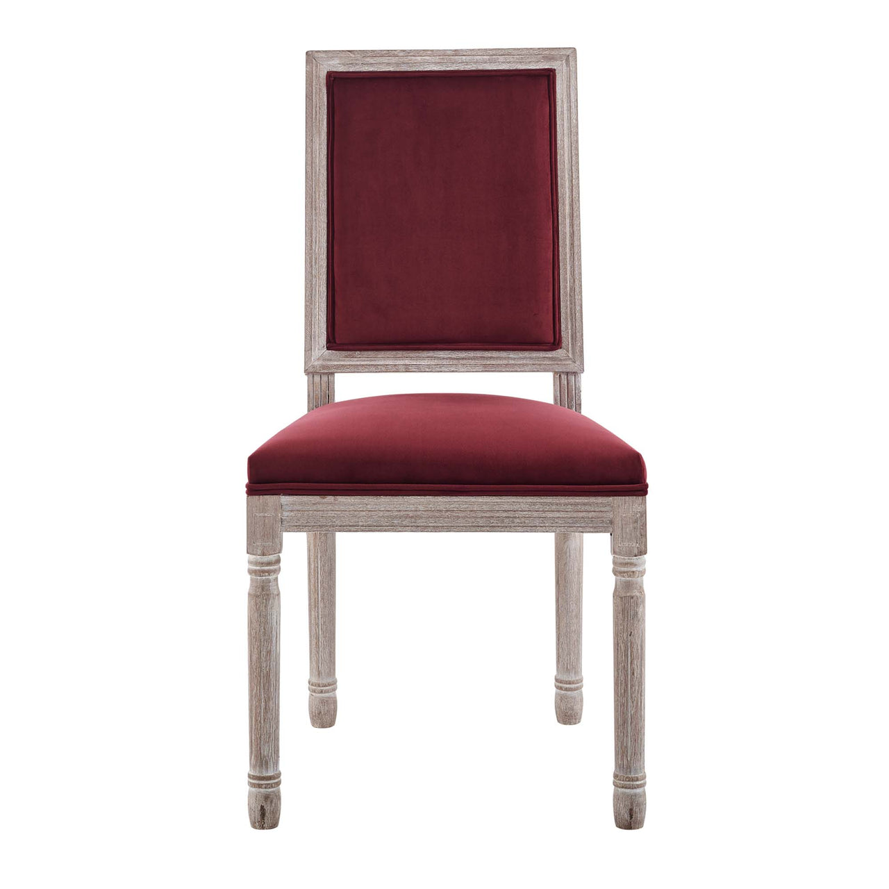 Corton Velvet Side Chair, Natural Wood & Maroon