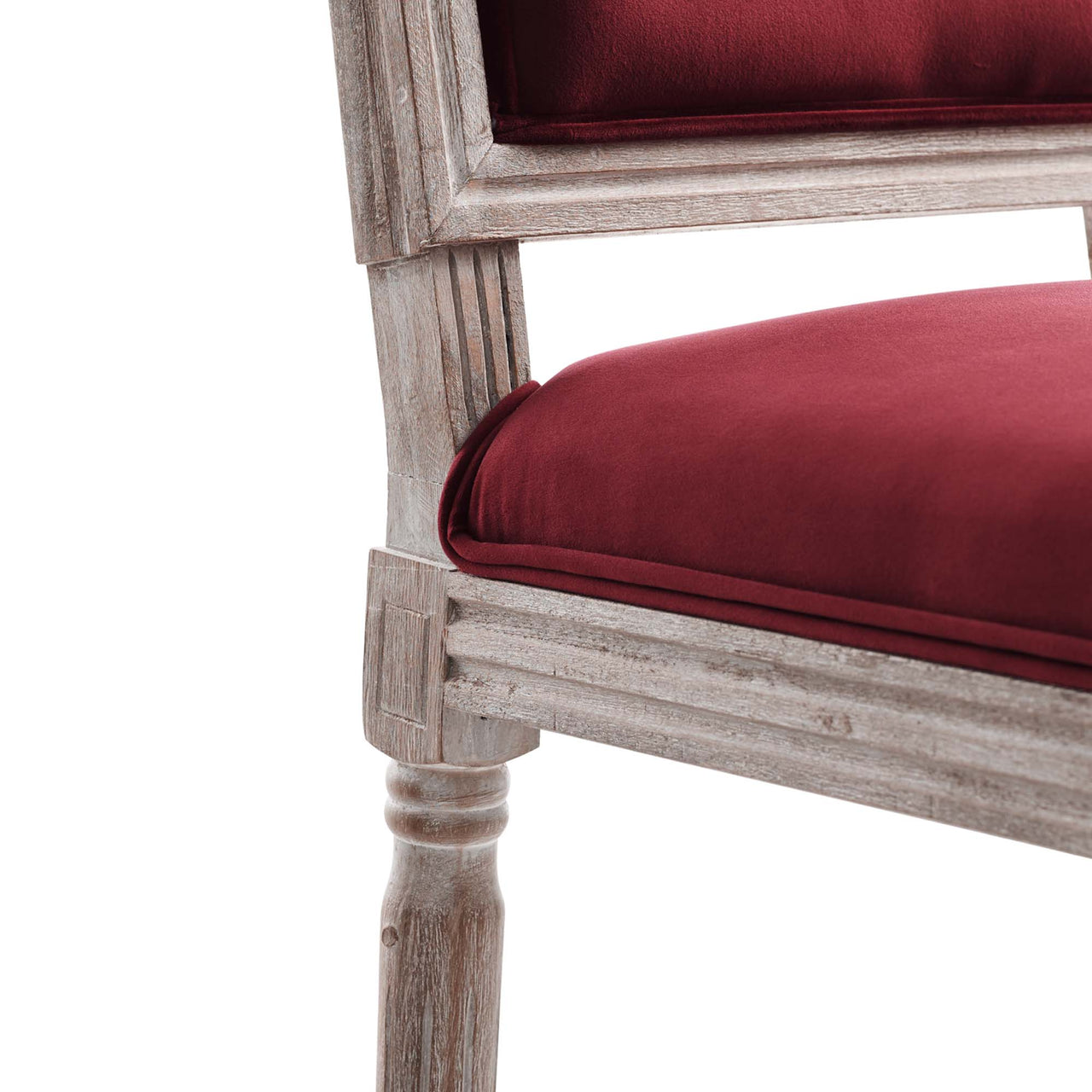 Corton Velvet Side Chair, Natural Wood & Maroon