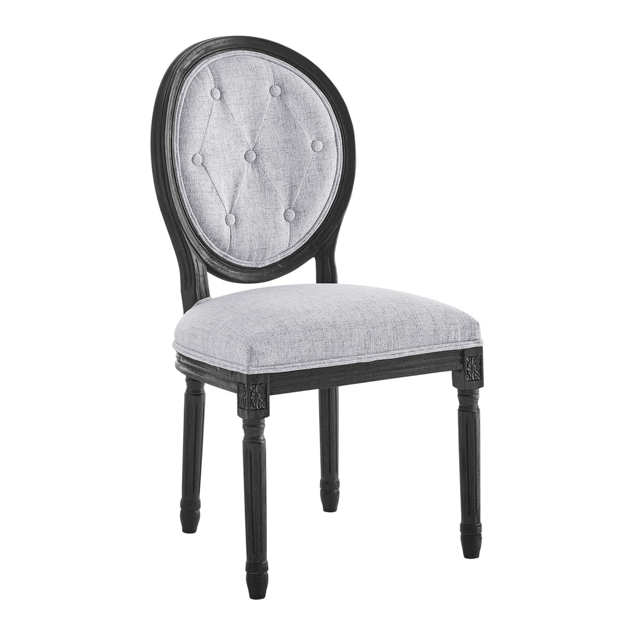 Genevre Upholstered Dining Chair, Black & Light Gray