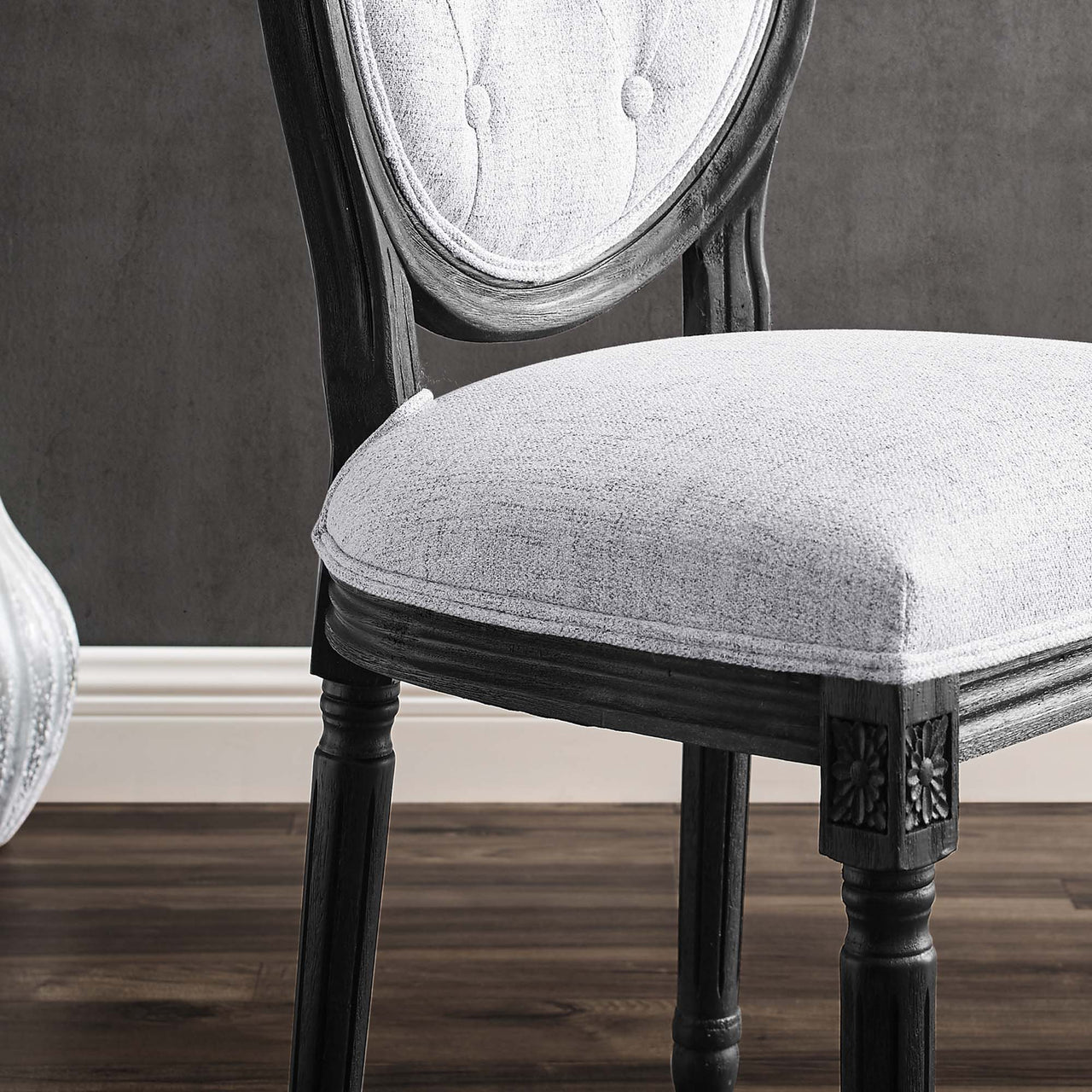 Genevre Upholstered Dining Chair, Black & Light Gray