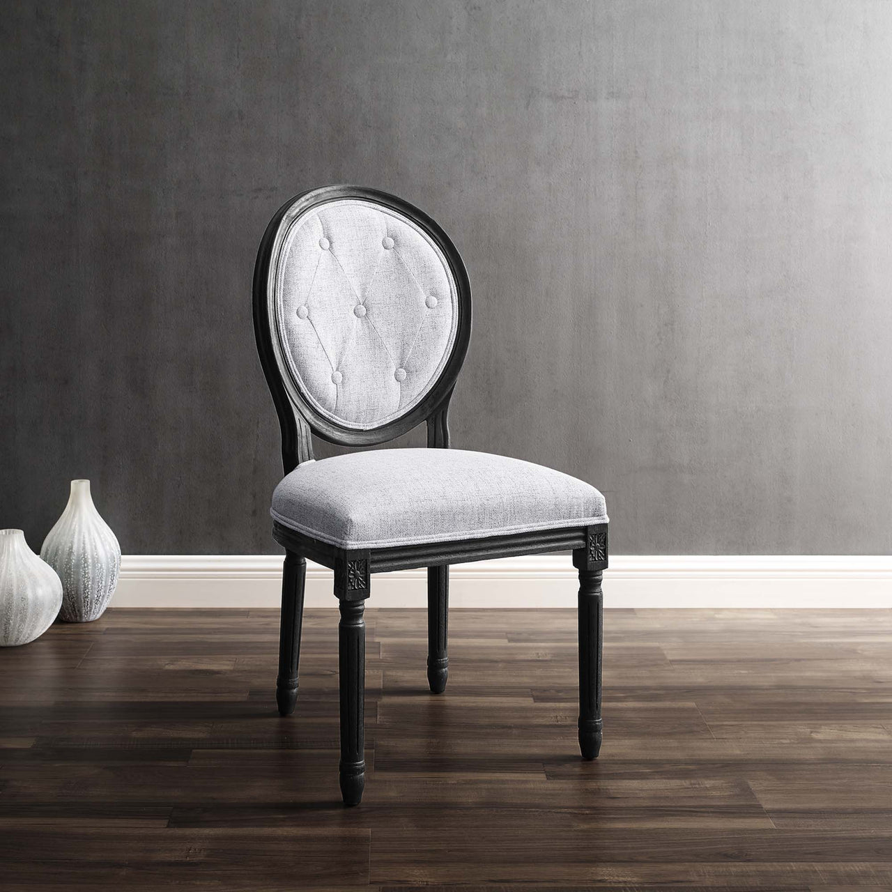 Genevre Upholstered Dining Chair, Black & Light Gray
