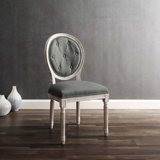 Genevre Upholstered Dining Chair, Natural Wood & Gray
