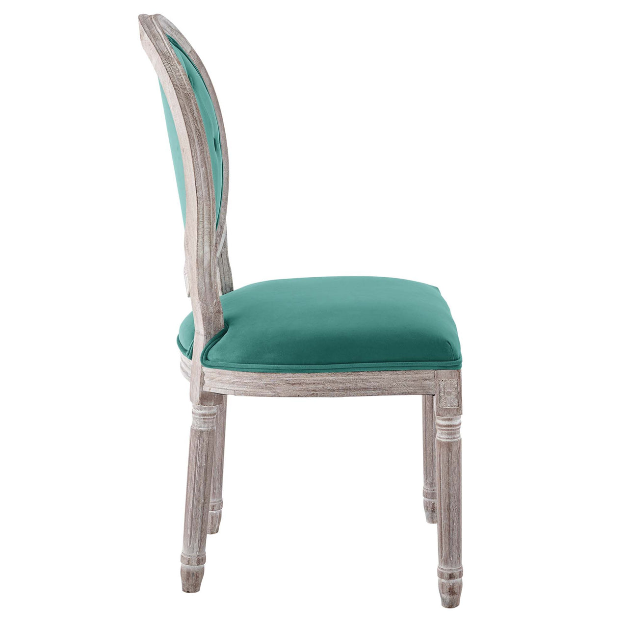 Genevre Velvet Dining Chair, Natural Wood & Teal