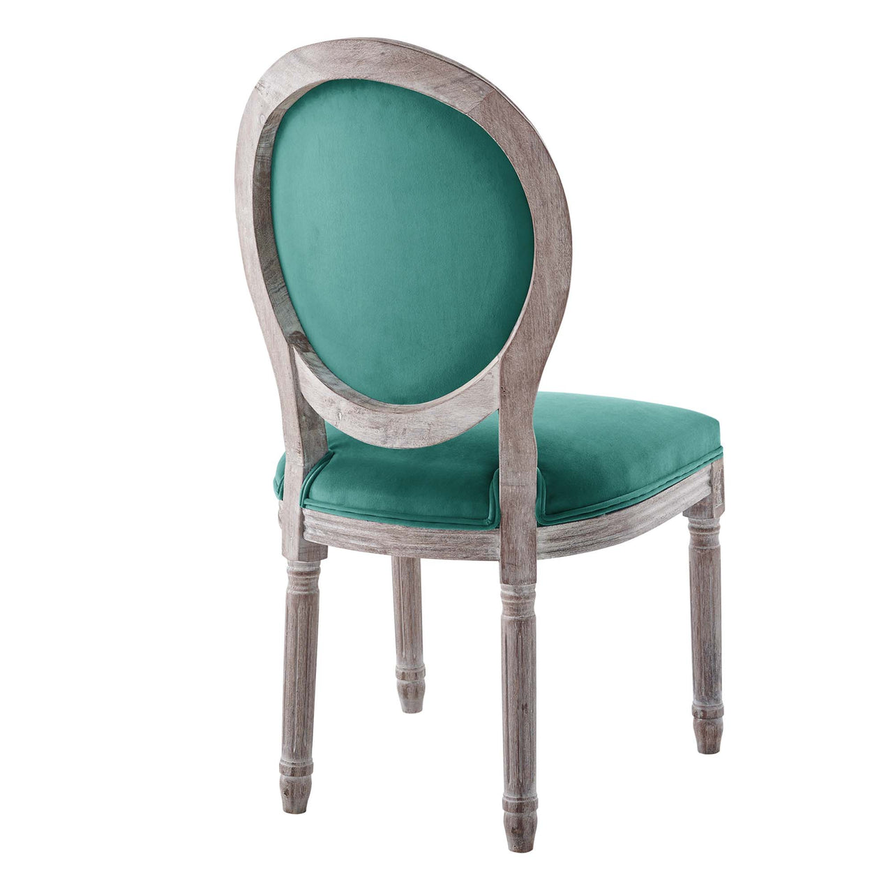 Genevre Velvet Dining Chair, Natural Wood & Teal
