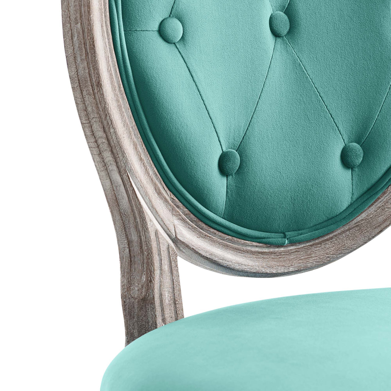 Genevre Velvet Dining Chair, Natural Wood & Teal