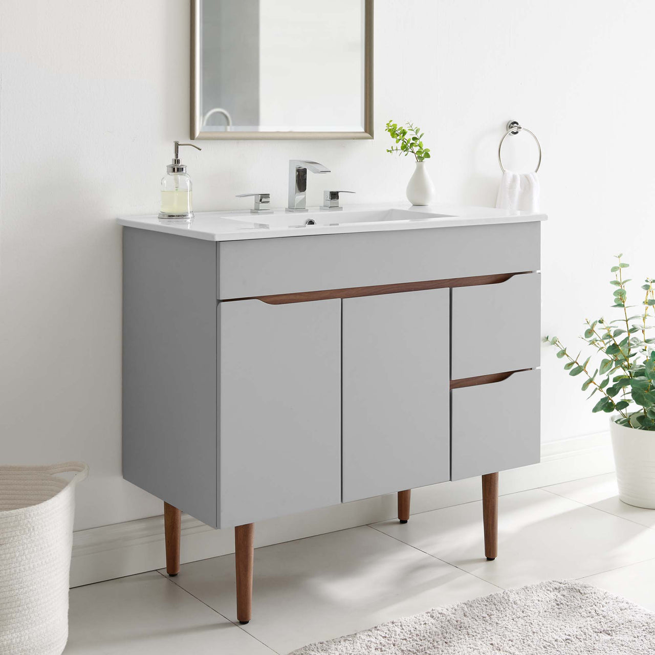 Arwyn Vanity Unit, Large, Gray & White