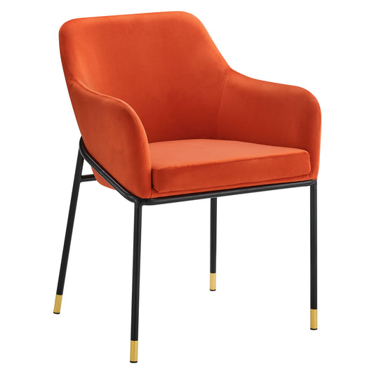Rovelle Upholstered Velvet Dining Chair, Black & Orange