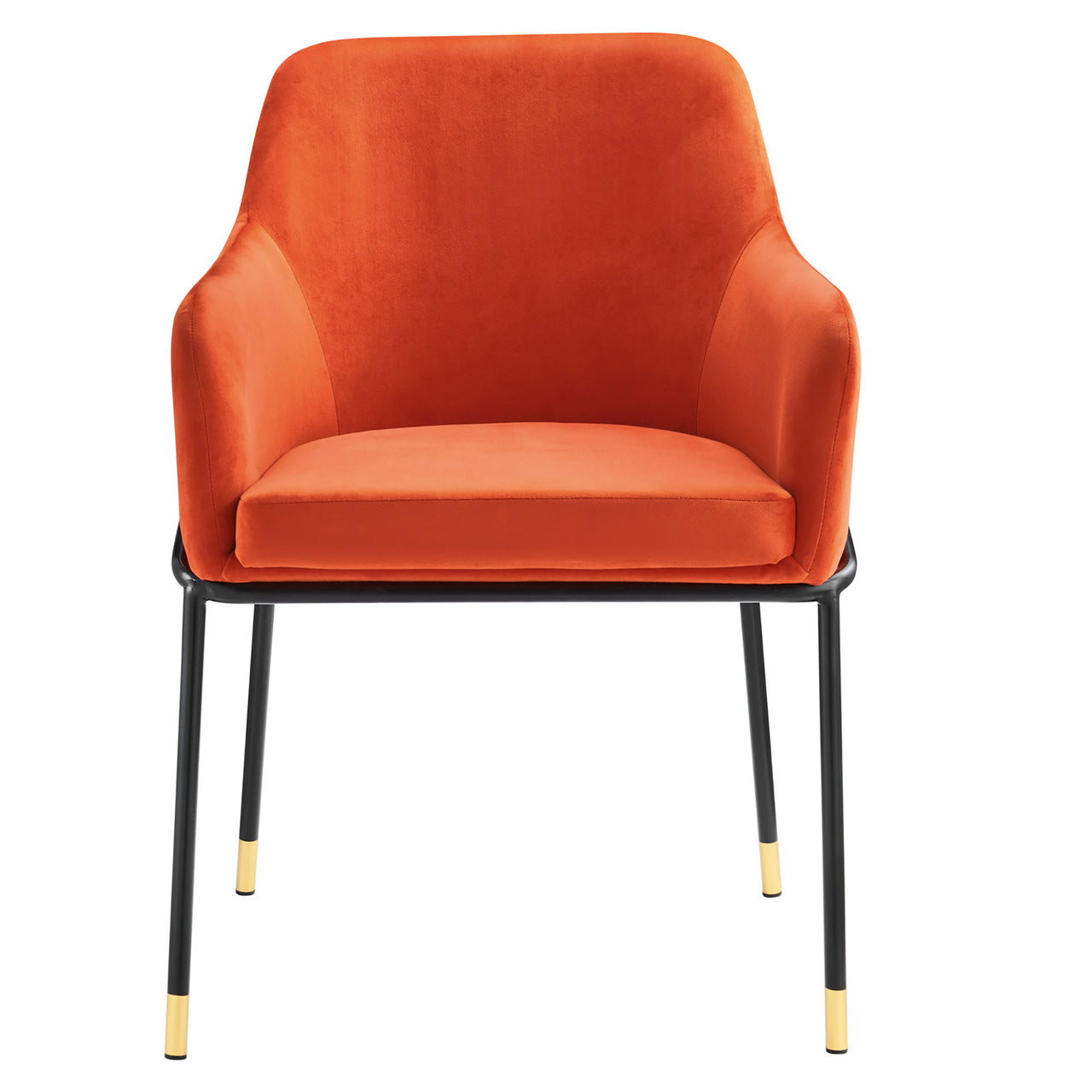 Rovelle Upholstered Velvet Dining Chair, Black & Orange