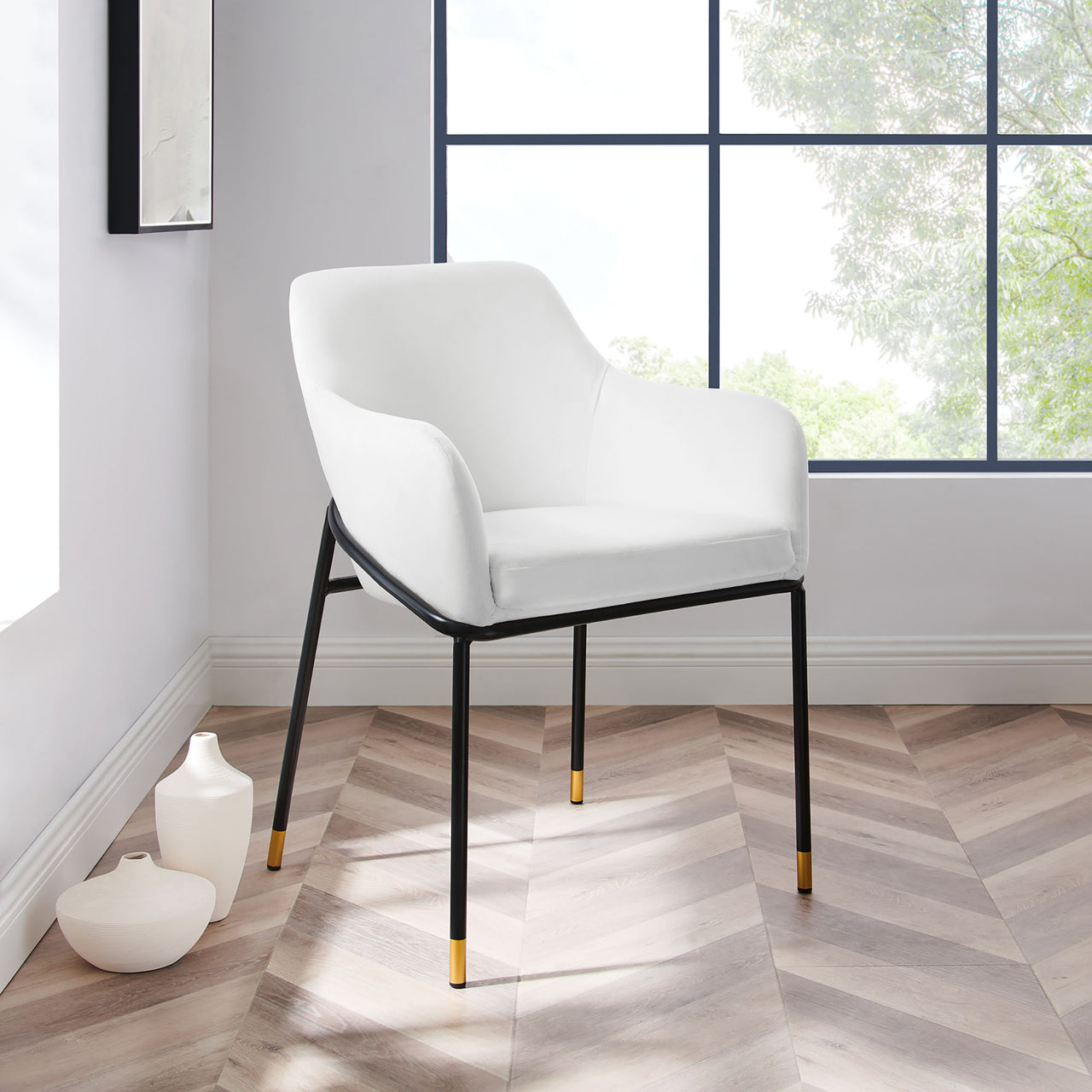 Rovelle Upholstered Velvet Dining Chair, Black & White