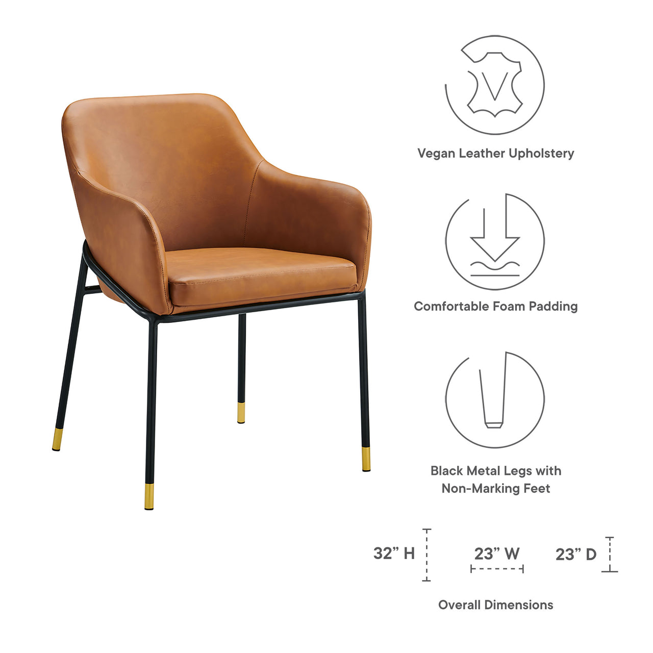 Rovelle Eco-Leather Dining Chair, Black & Tan