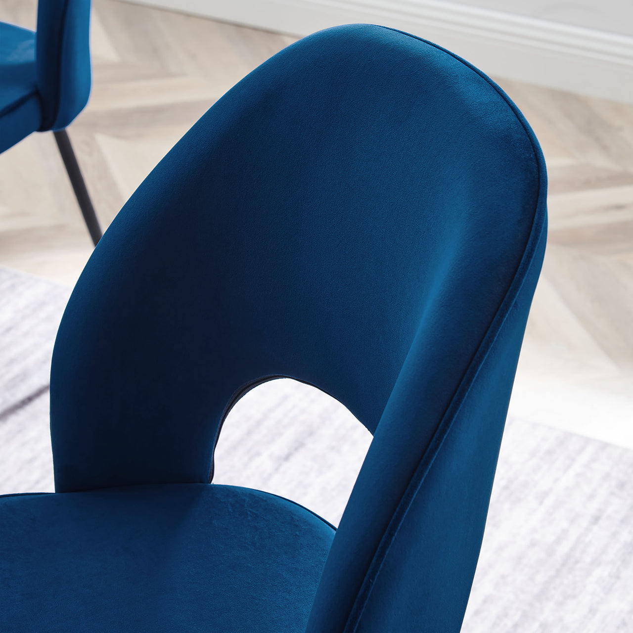 Nicholas Upholstered Velvet Dining Chair Set of 2, Black & Navy