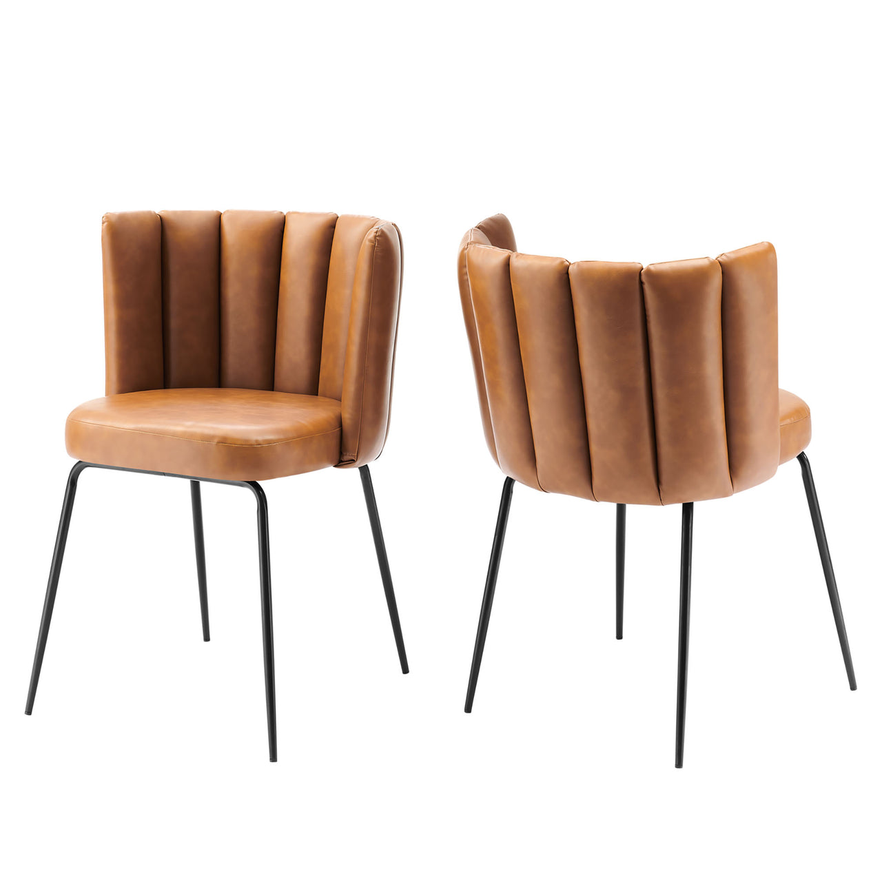 Honor Eco-Leather Dining Chair Set of 2, Black & Tan