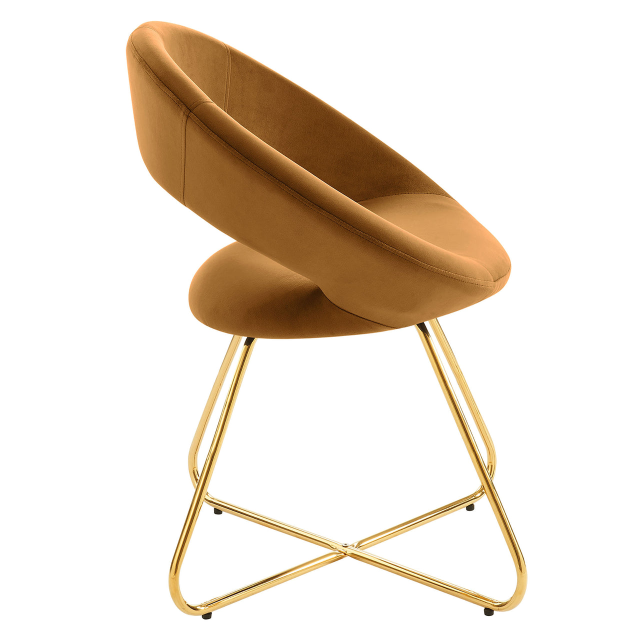 Epicenter Upholstered Velvet Chair Set of 2, Cognac