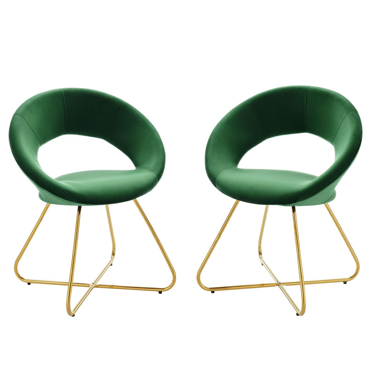 Epicenter Upholstered Velvet Chair Set of 2, Emerald