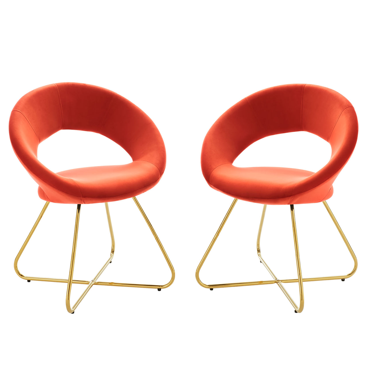 Epicenter Upholstered Velvet Chair Set of 2, Orange