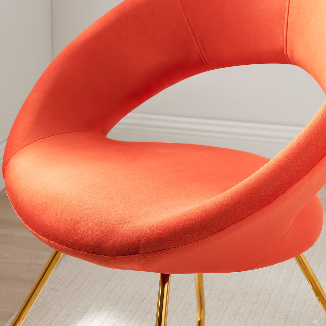 Epicenter Upholstered Velvet Chair Set of 2, Orange