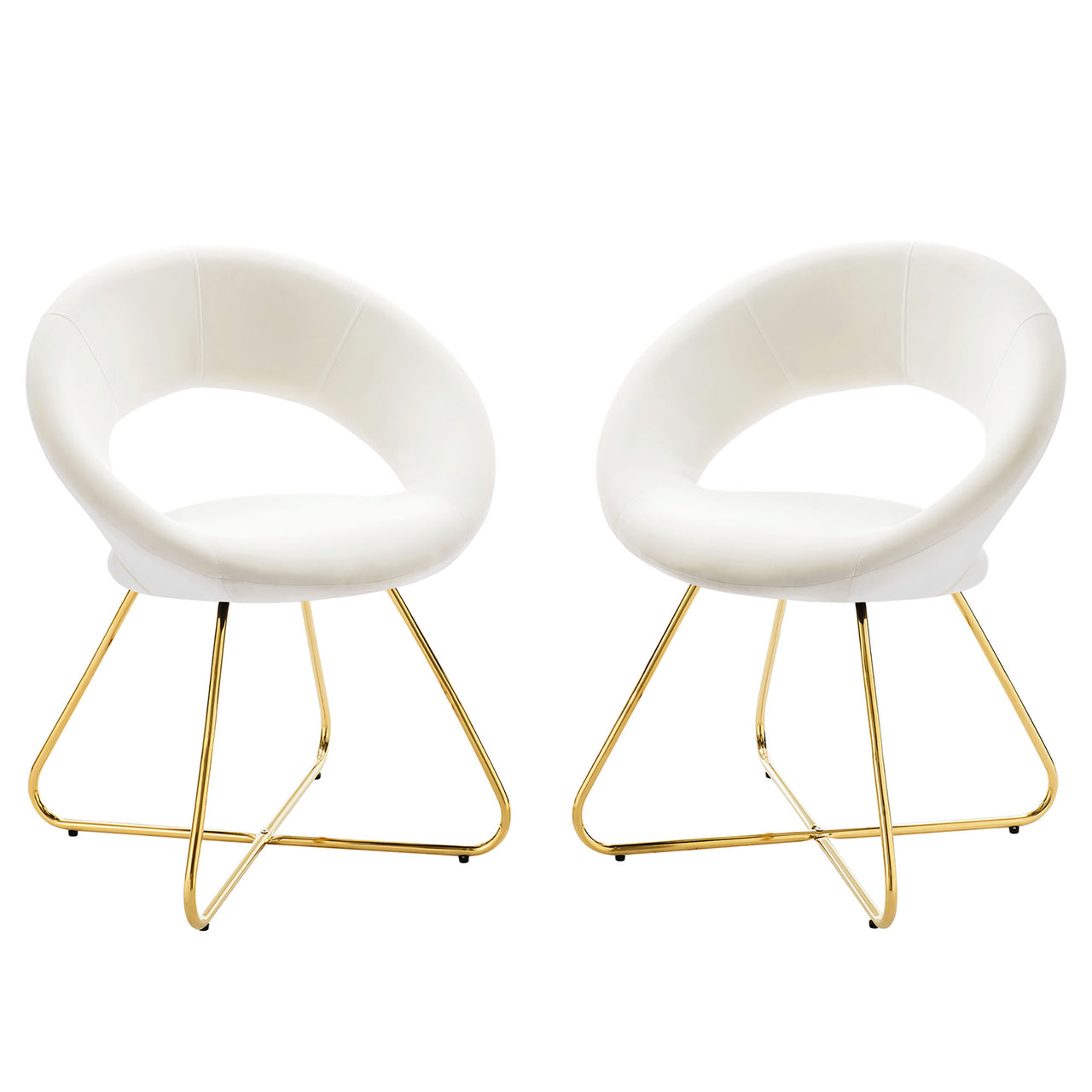 Epicenter Upholstered Velvet Chair Set of 2, White