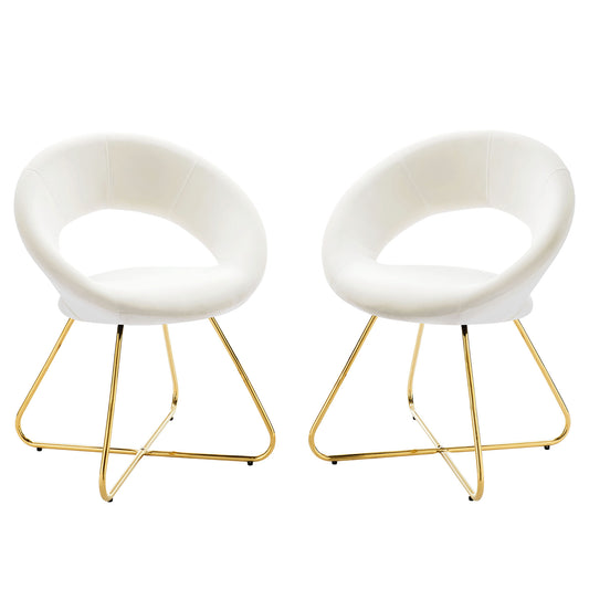 Epicenter Upholstered Velvet Chair Set of 2, White