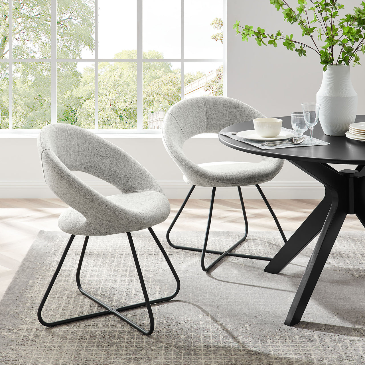 Epicenter Fabric Dining Chair Set of 2, Light Gray