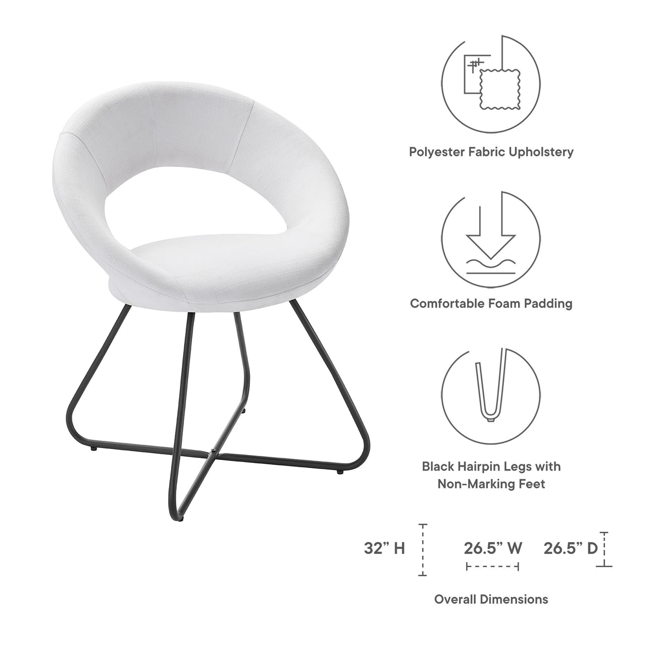 Epicenter Fabric Dining Chair Set of 2, White