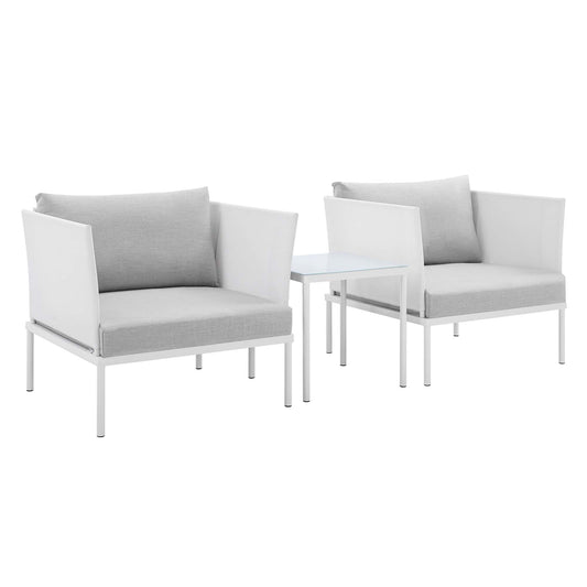 Harmonize 3-Piece Sunbrella® Alfresco Seating Set, White & Gray