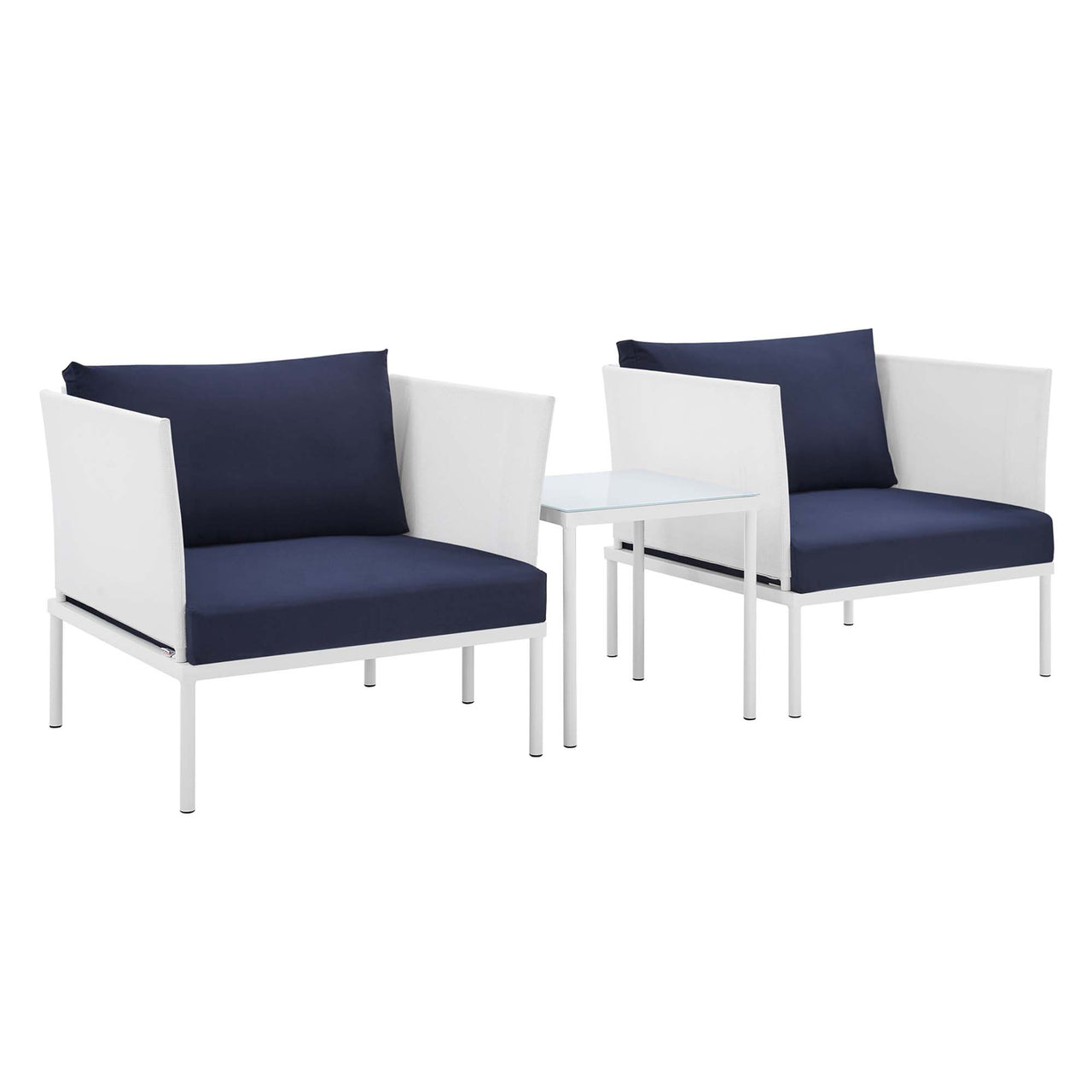Harmonize 3-Piece Sunbrella® Alfresco Seating Set, White & Navy