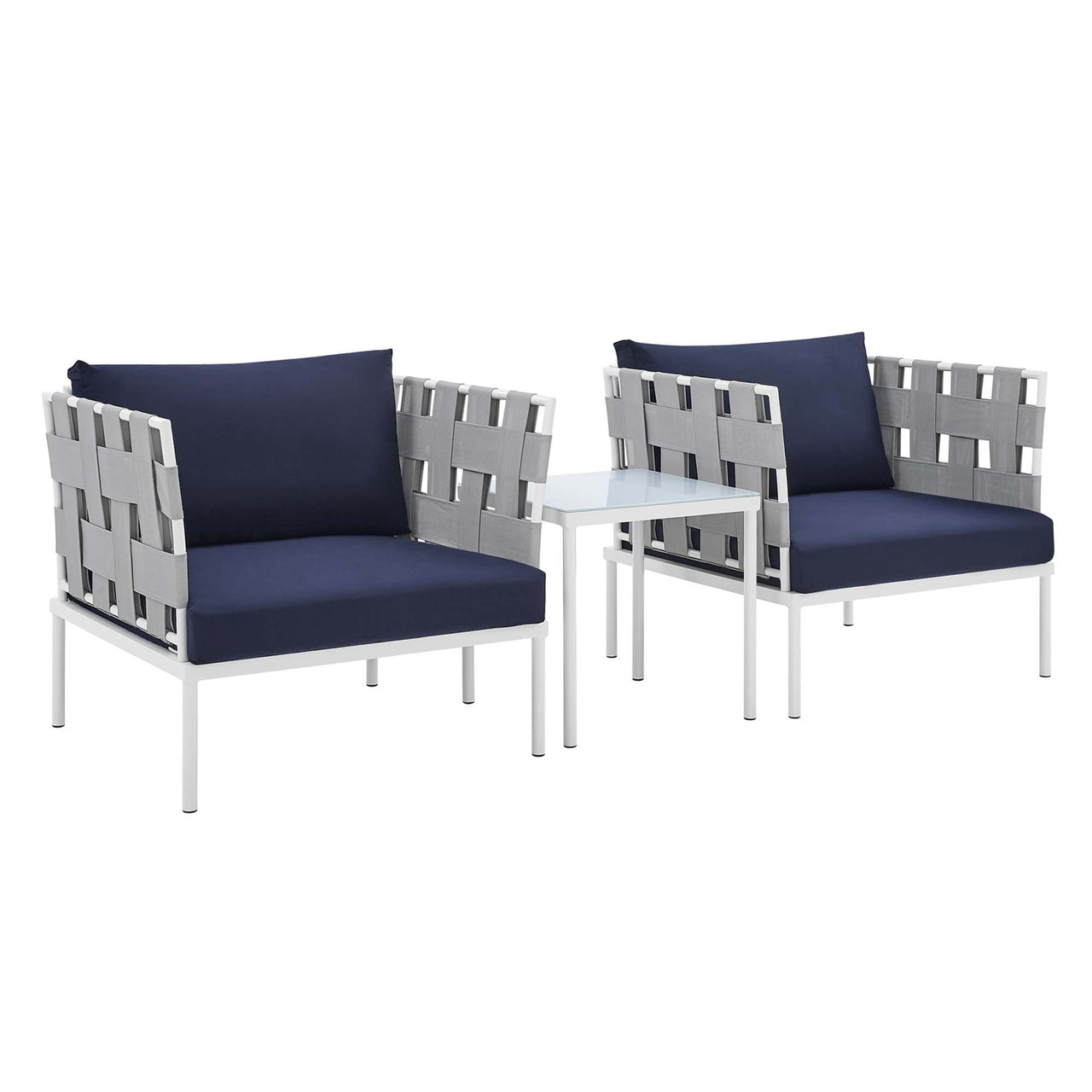 Harmonize 3-Piece Sunbrella® Alfresco Seating Set, Gray & Navy