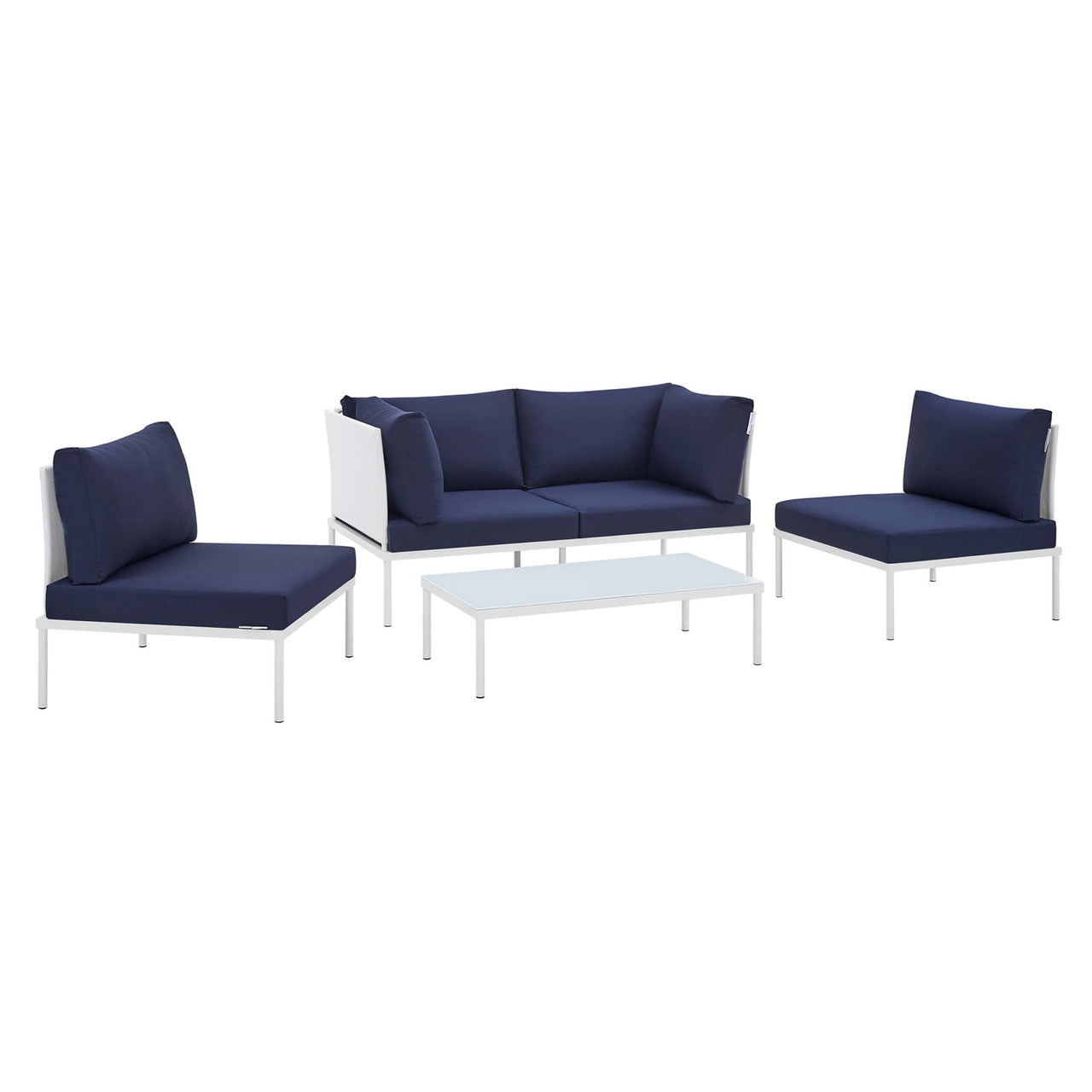 Harmonize 4-Piece Sunbrella® Alfresco Seating Set, White & Navy