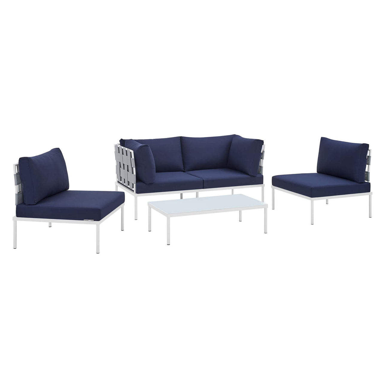 Harmonize 4-Piece Sunbrella® Alfresco Seating Set, Gray & Navy