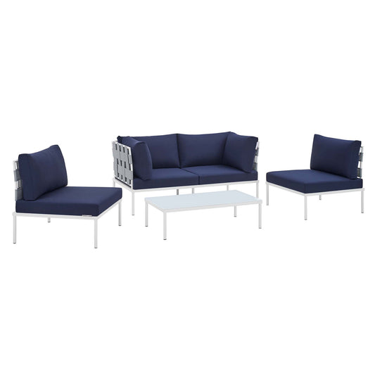 Harmonize 4-Piece Sunbrella® Alfresco Seating Set, Gray & Navy