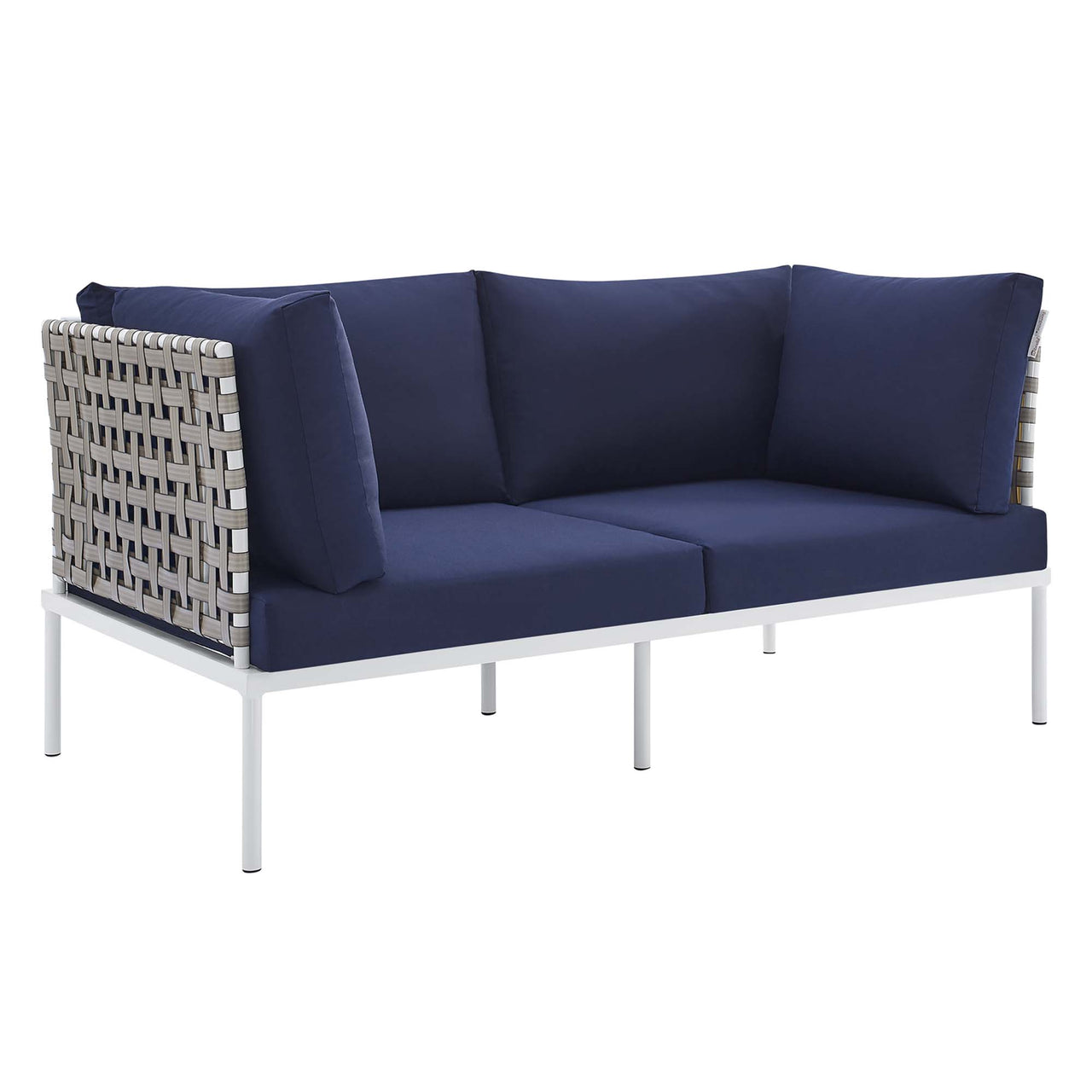 Harmonize 5-Piece Sunbrella® Basket Weave Alfresco Seating Set, Tan & Navy