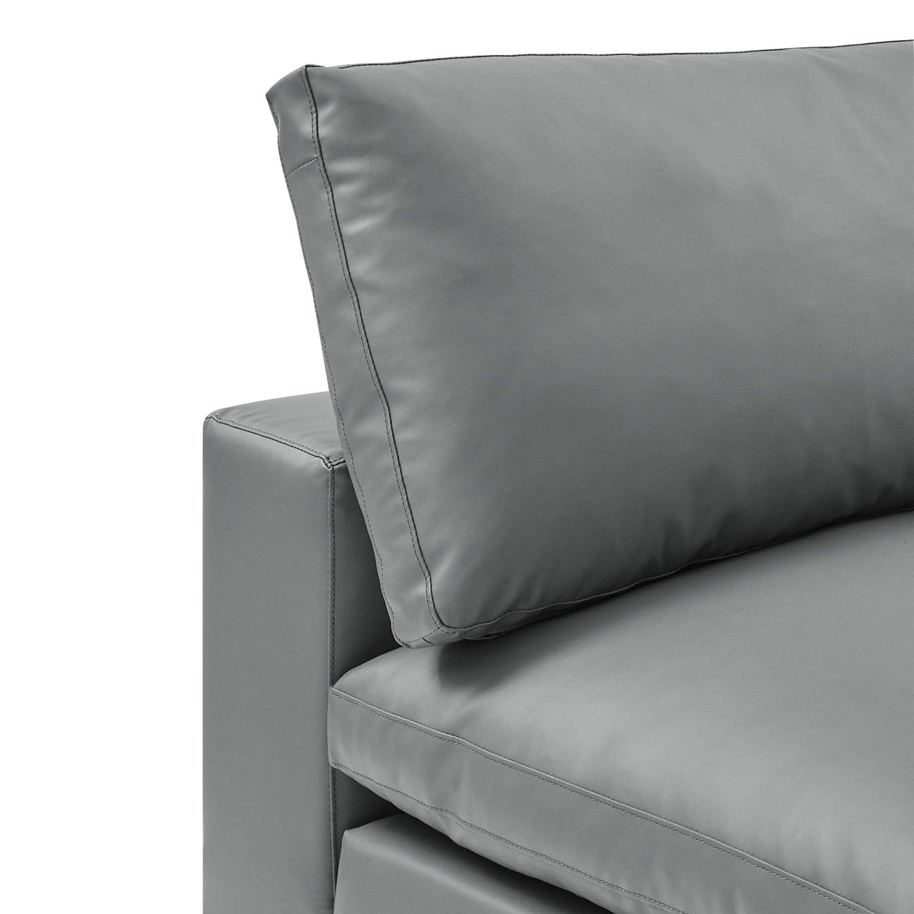 Angelic Cloudblend Eco-Leather Armless Chair | Modular Sectional Component, Gray