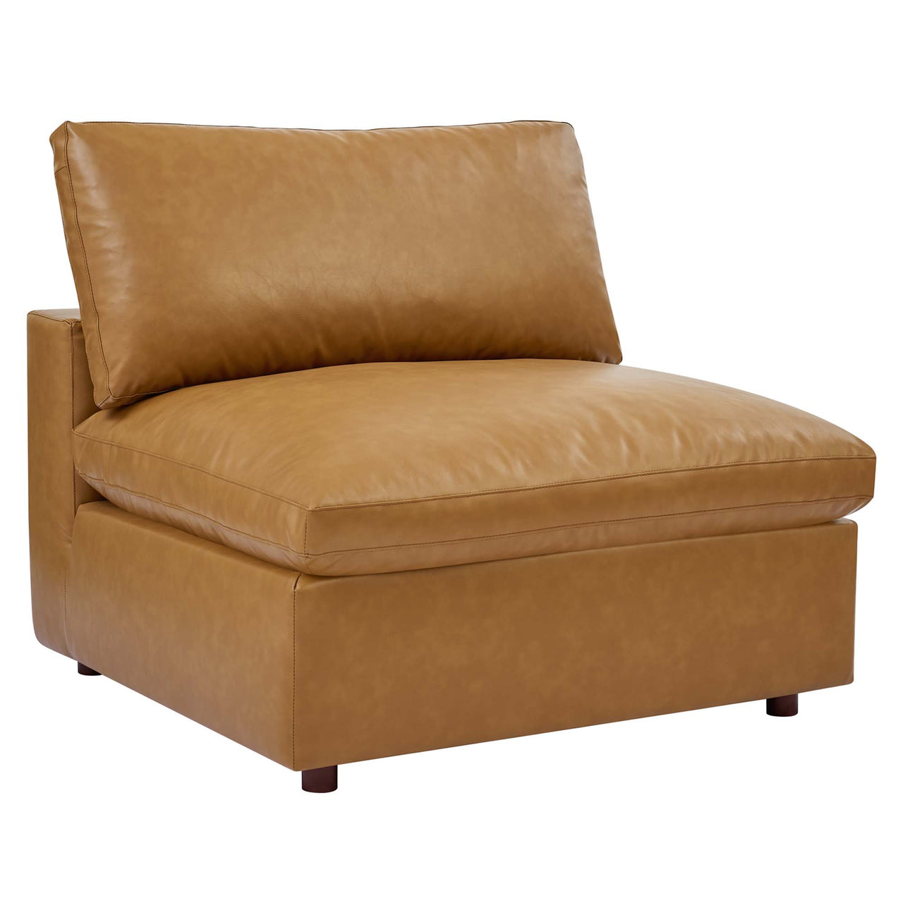 Angelic Cloudblend Eco-Leather Armless Chair | Modular Sectional Component, Tan