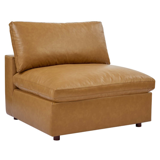 Angelic Cloudblend Eco-Leather Armless Chair | Modular Sectional Component, Tan