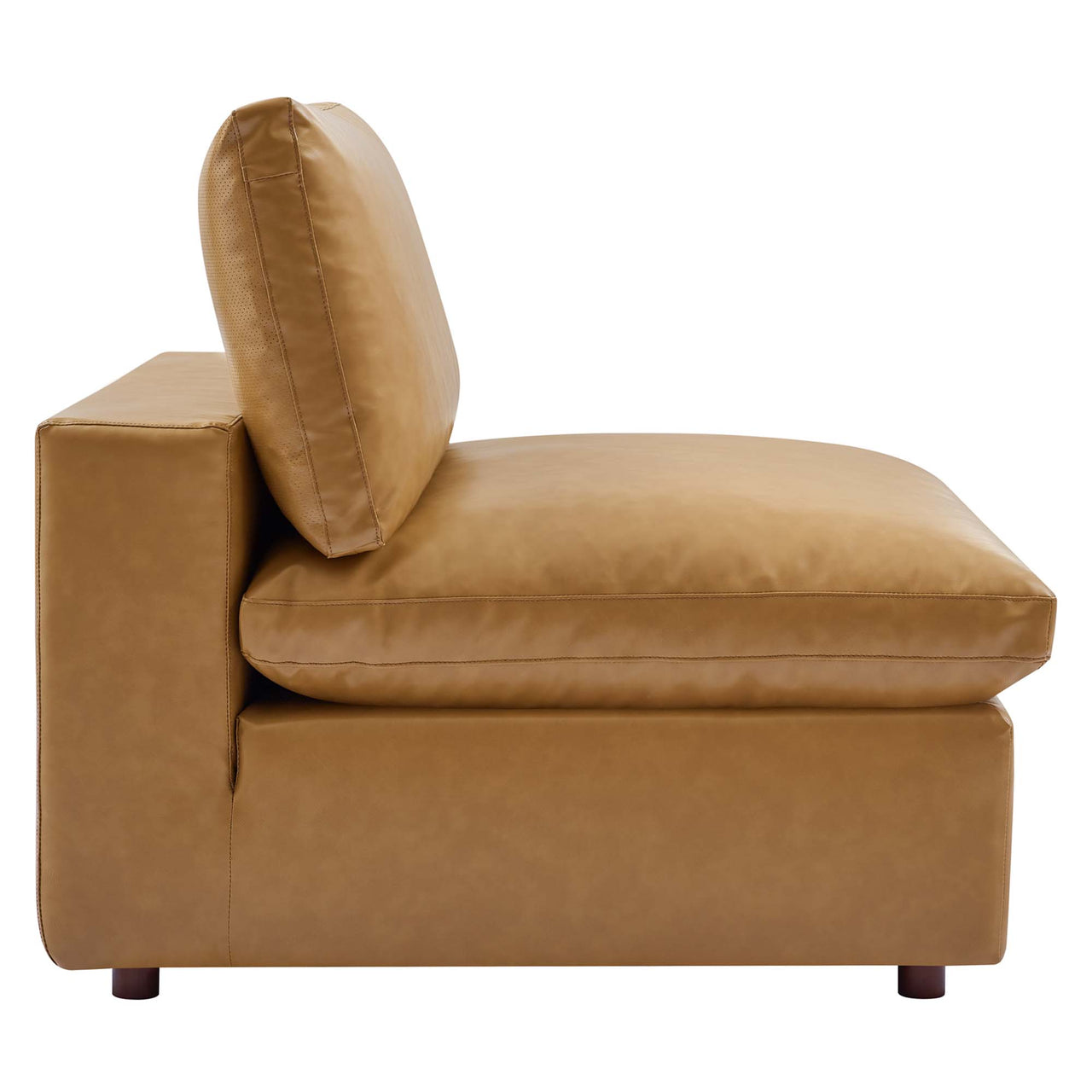 Angelic Cloudblend Eco-Leather Armless Chair | Modular Sectional Component, Tan