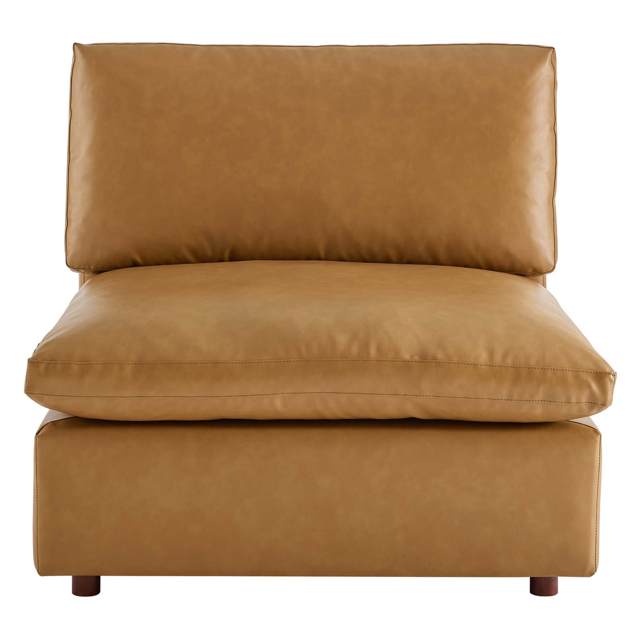Angelic Cloudblend Eco-Leather Armless Chair | Modular Sectional Component, Tan