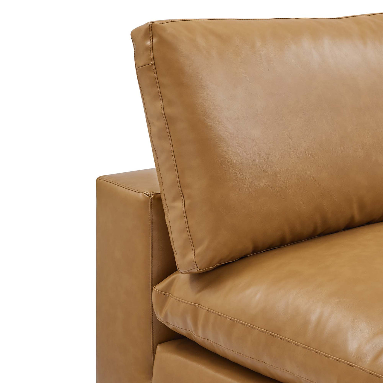 Angelic Cloudblend Eco-Leather Armless Chair | Modular Sectional Component, Tan
