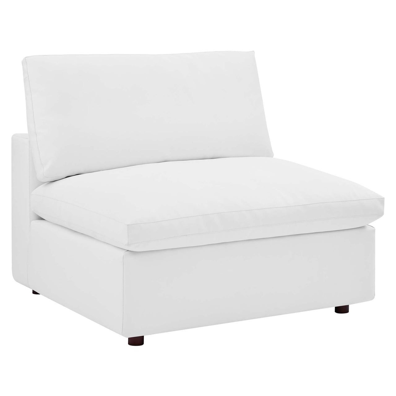 Angelic Cloudblend Eco-Leather Armless Chair | Modular Sectional Component, White