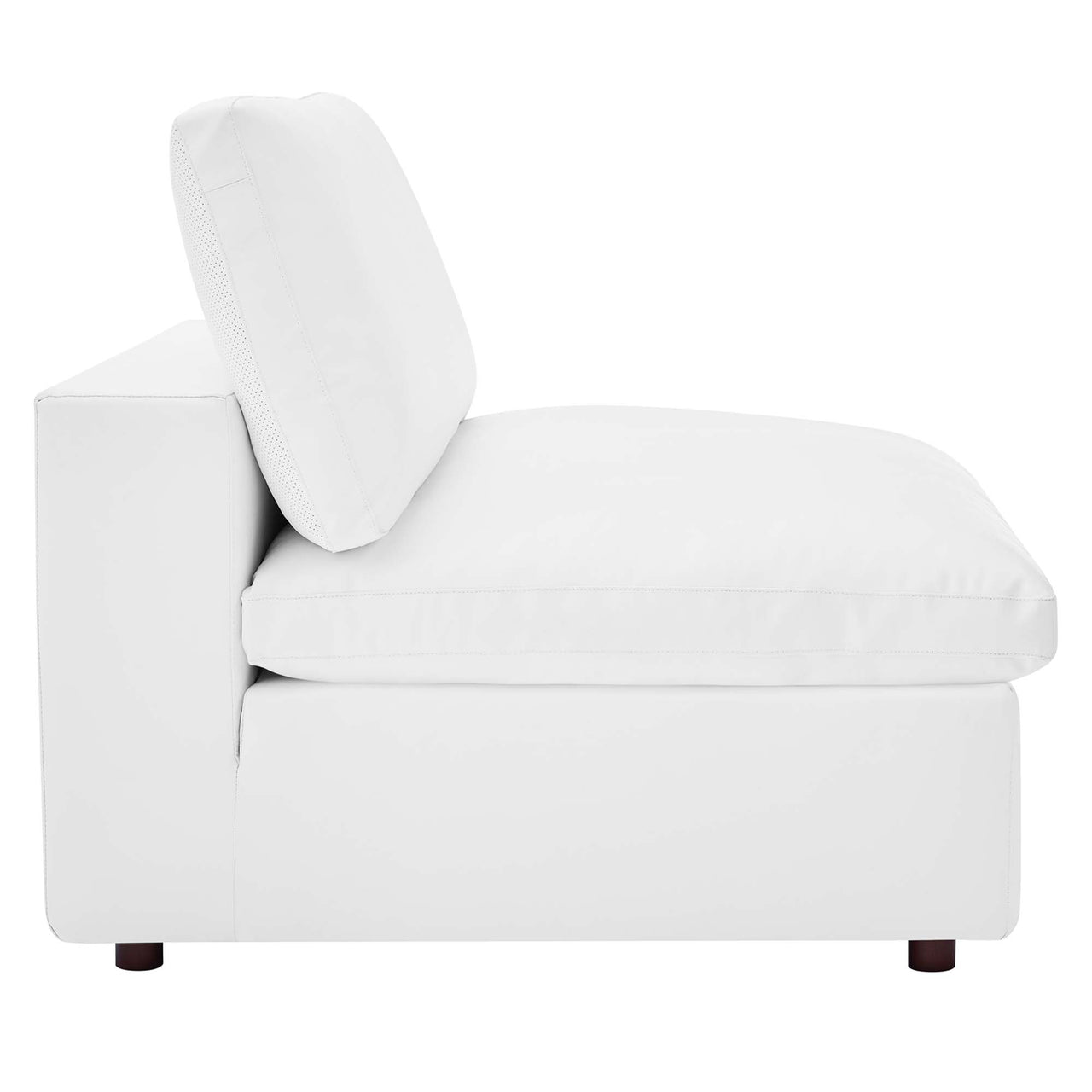 Angelic Cloudblend Eco-Leather Armless Chair | Modular Sectional Component, White