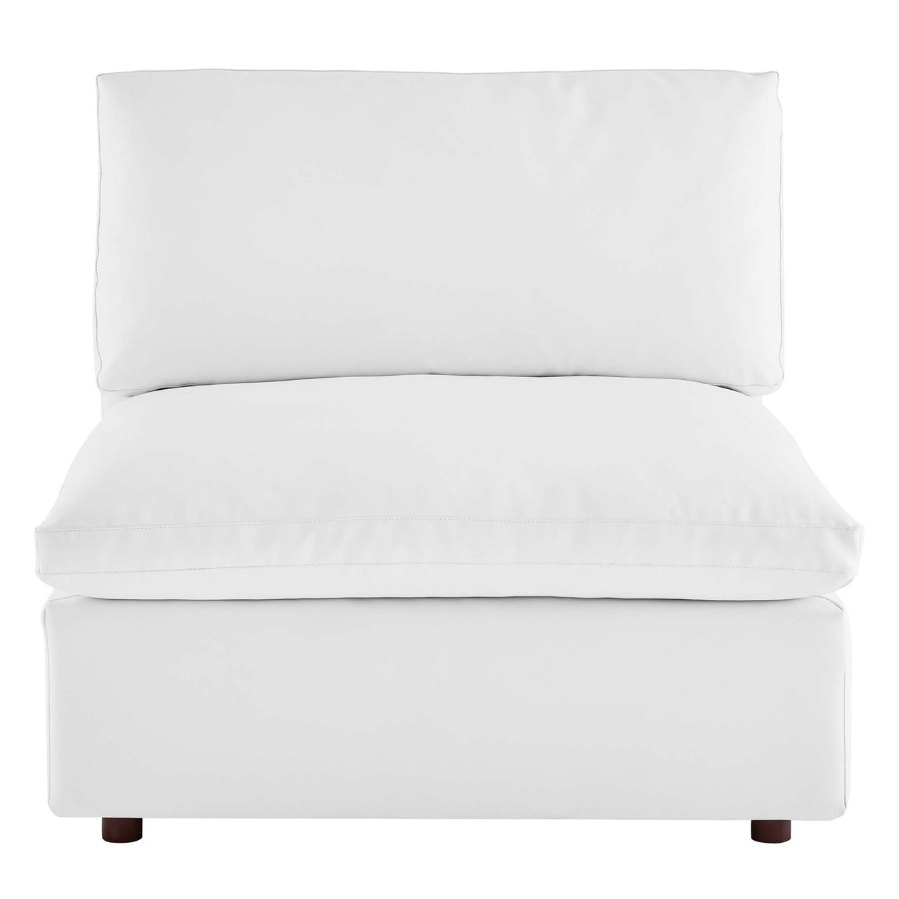 Angelic Cloudblend Eco-Leather Armless Chair | Modular Sectional Component, White