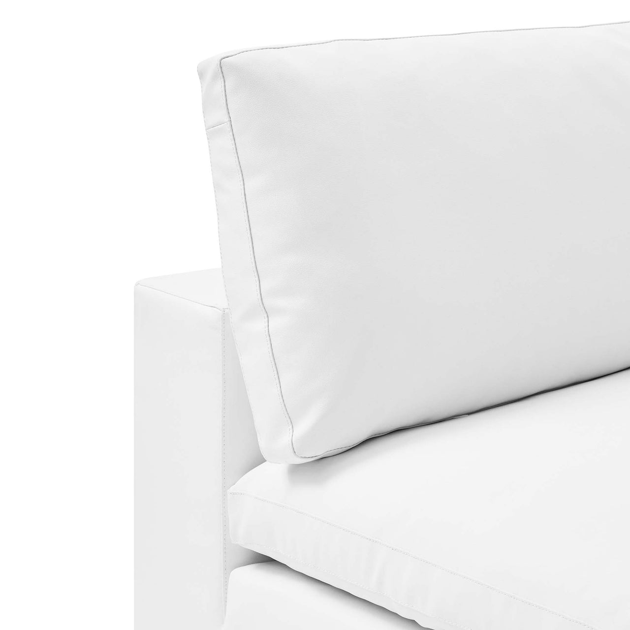 Angelic Cloudblend Eco-Leather Armless Chair | Modular Sectional Component, White
