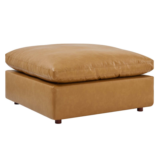 Angelic Cloudblend Eco-Leather Ottoman | Modular Sectional Component, Tan