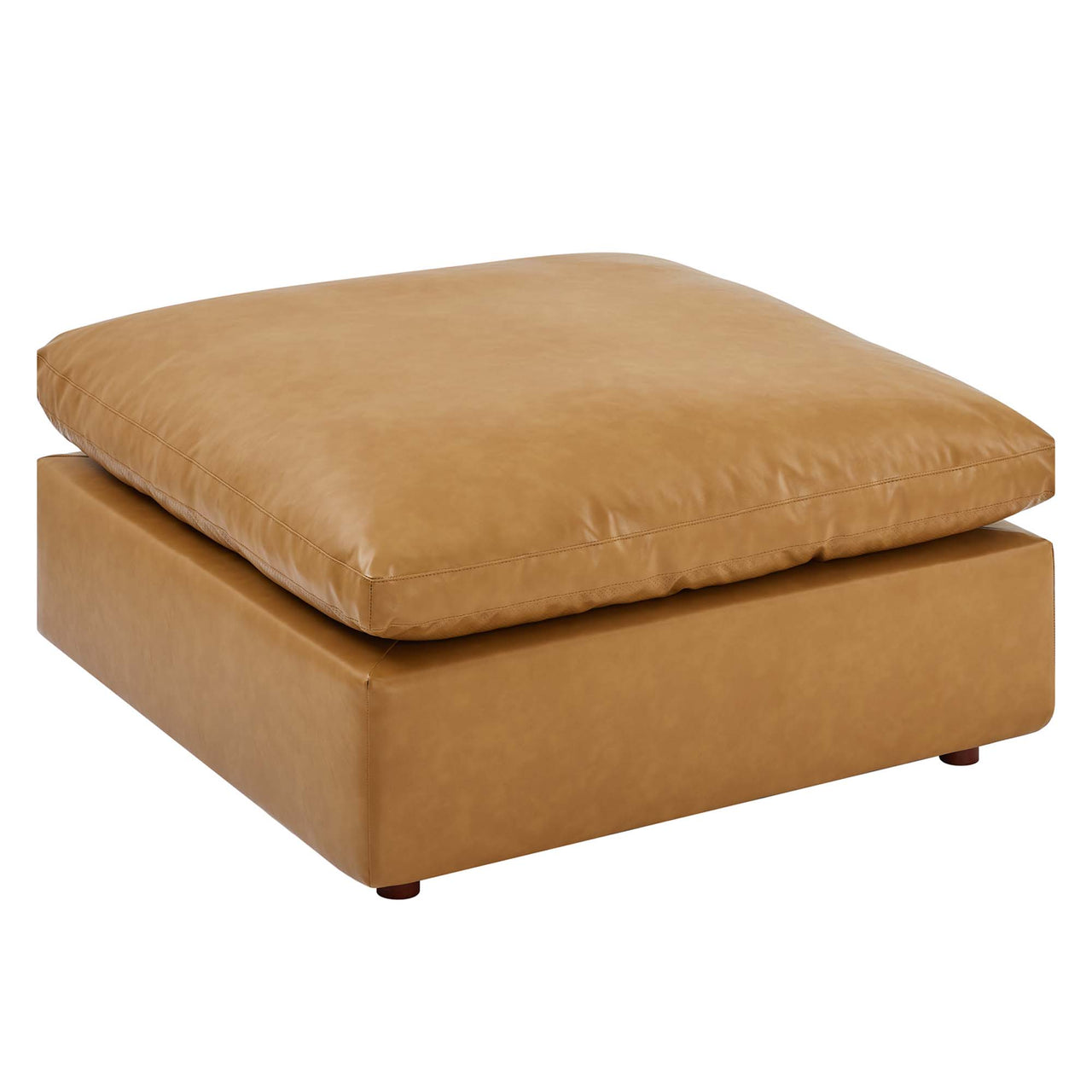 Angelic Cloudblend Eco-Leather Ottoman | Modular Sectional Component, Tan