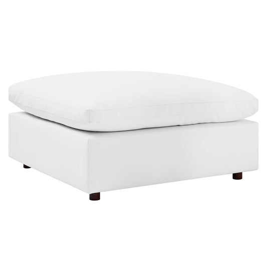 Angelic Cloudblend Eco-Leather Ottoman | Modular Sectional Component, White