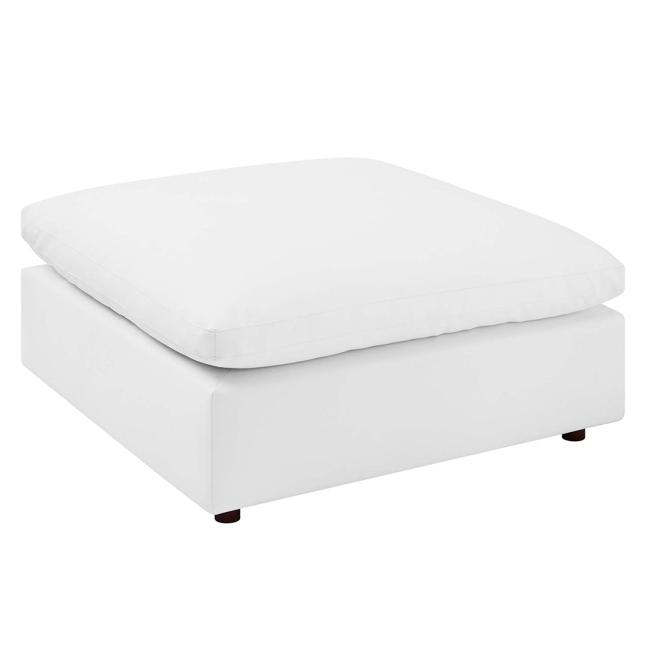 Angelic Cloudblend Eco-Leather Ottoman | Modular Sectional Component, White