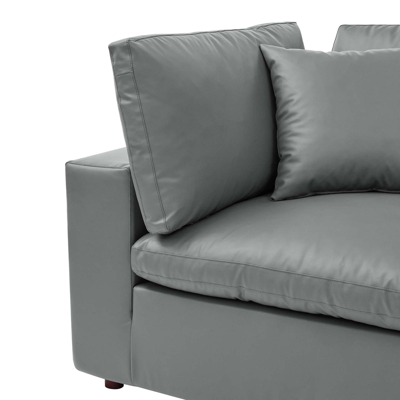 Angelic Cloudblend Eco-Leather Corner Chair | Modular Sectional Component, Gray